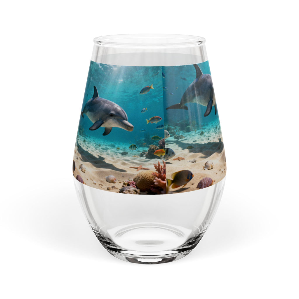 Dolphin Ocean Stemless Wine Glass – 11.75 oz Underwater Scene