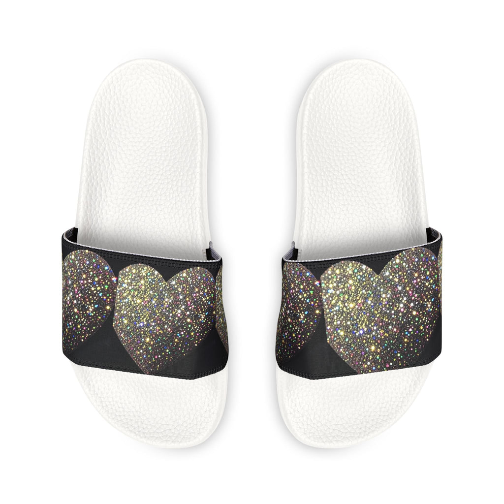 Glitter Heart Slide Sandals — Women's Removable‑Strap Summer Slides