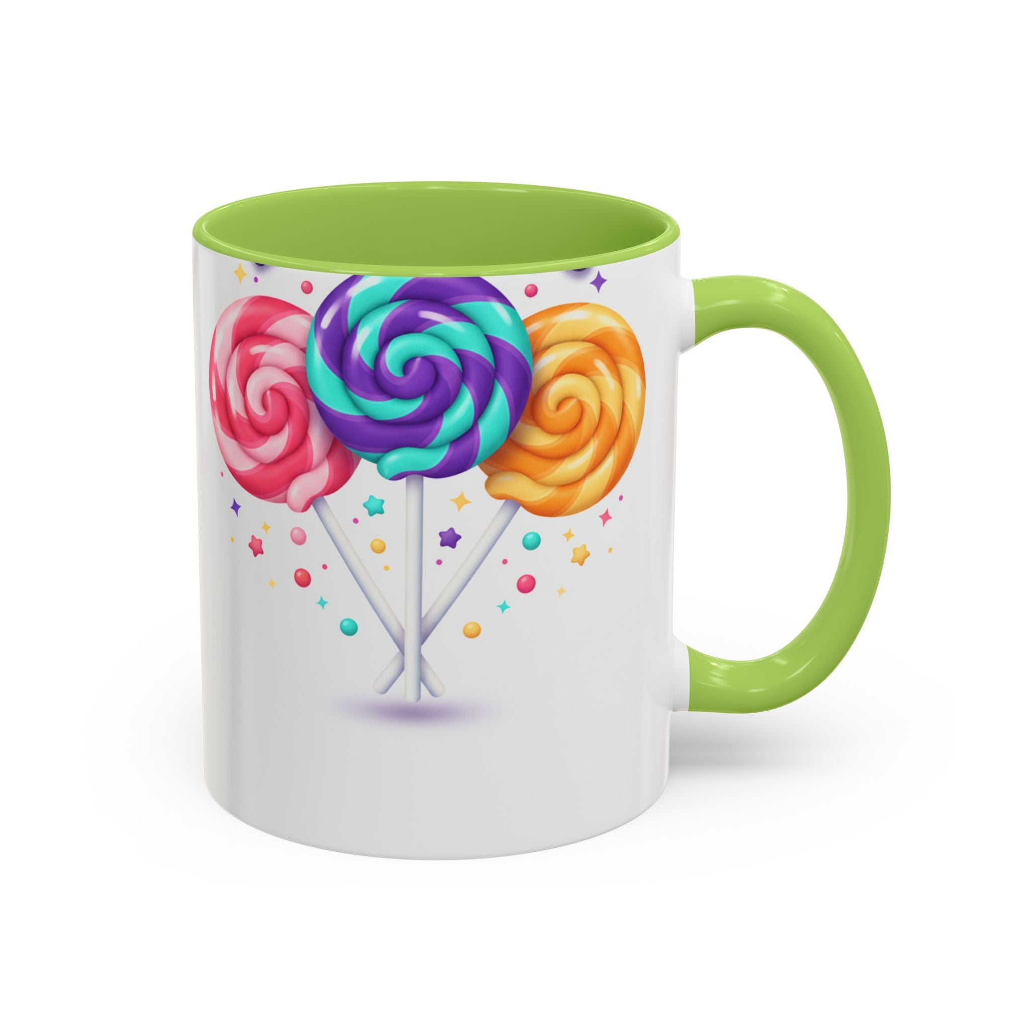 Lollipop Candy Coffee Mug — Colorful Swirl Sweets Accent Mug (11/15oz)