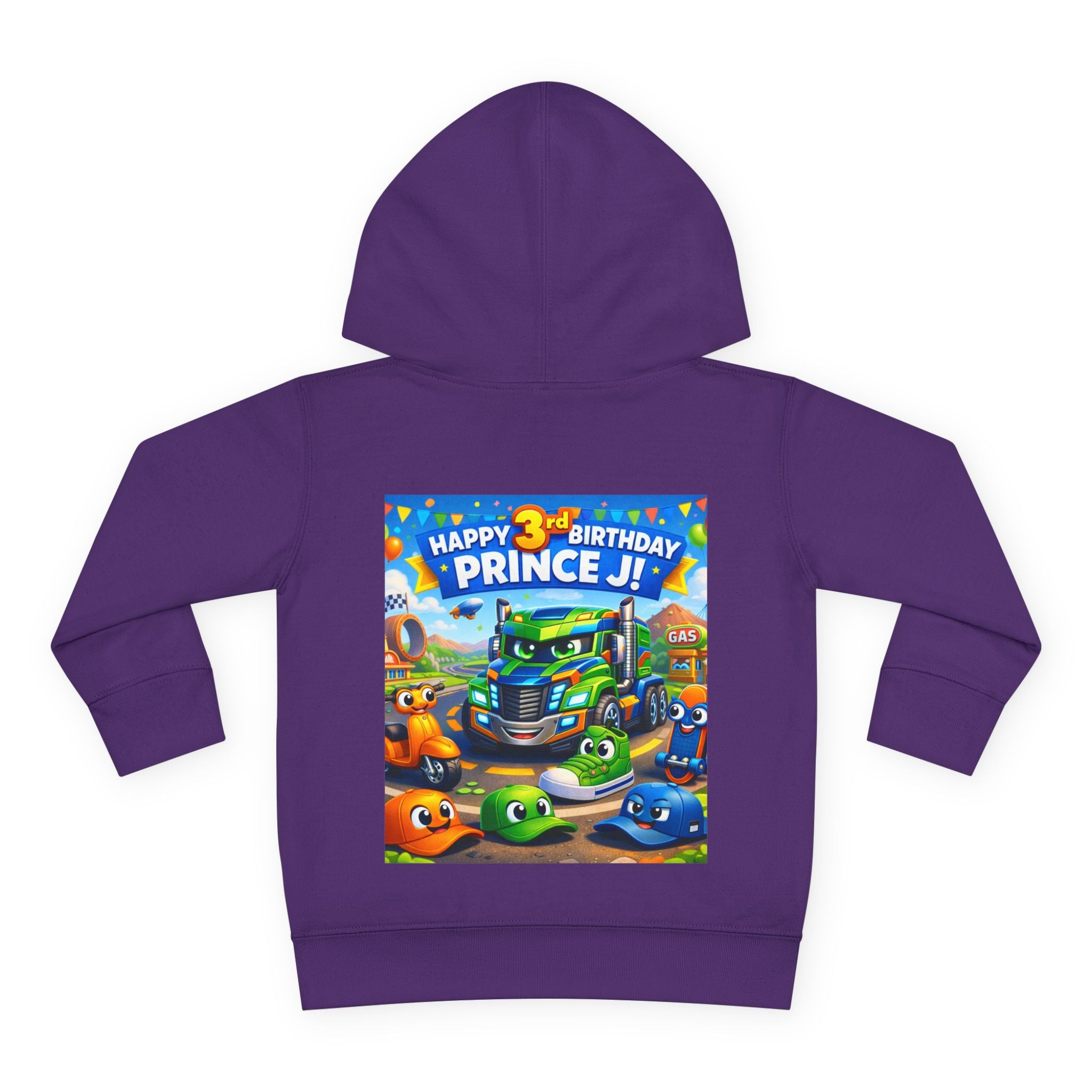 Toddler Hoodie — Colorful Birthday Truck & Candy Party Kids Pullover
