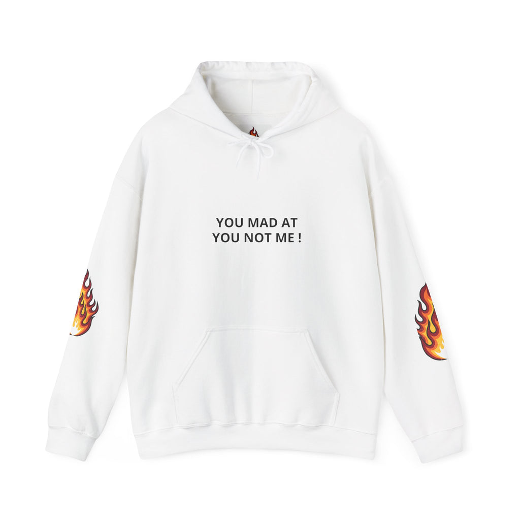 Hoodie — "You Mad At You Not Me! / You Can't Keep Up!" Flame Sleeve Graphic Hoodie