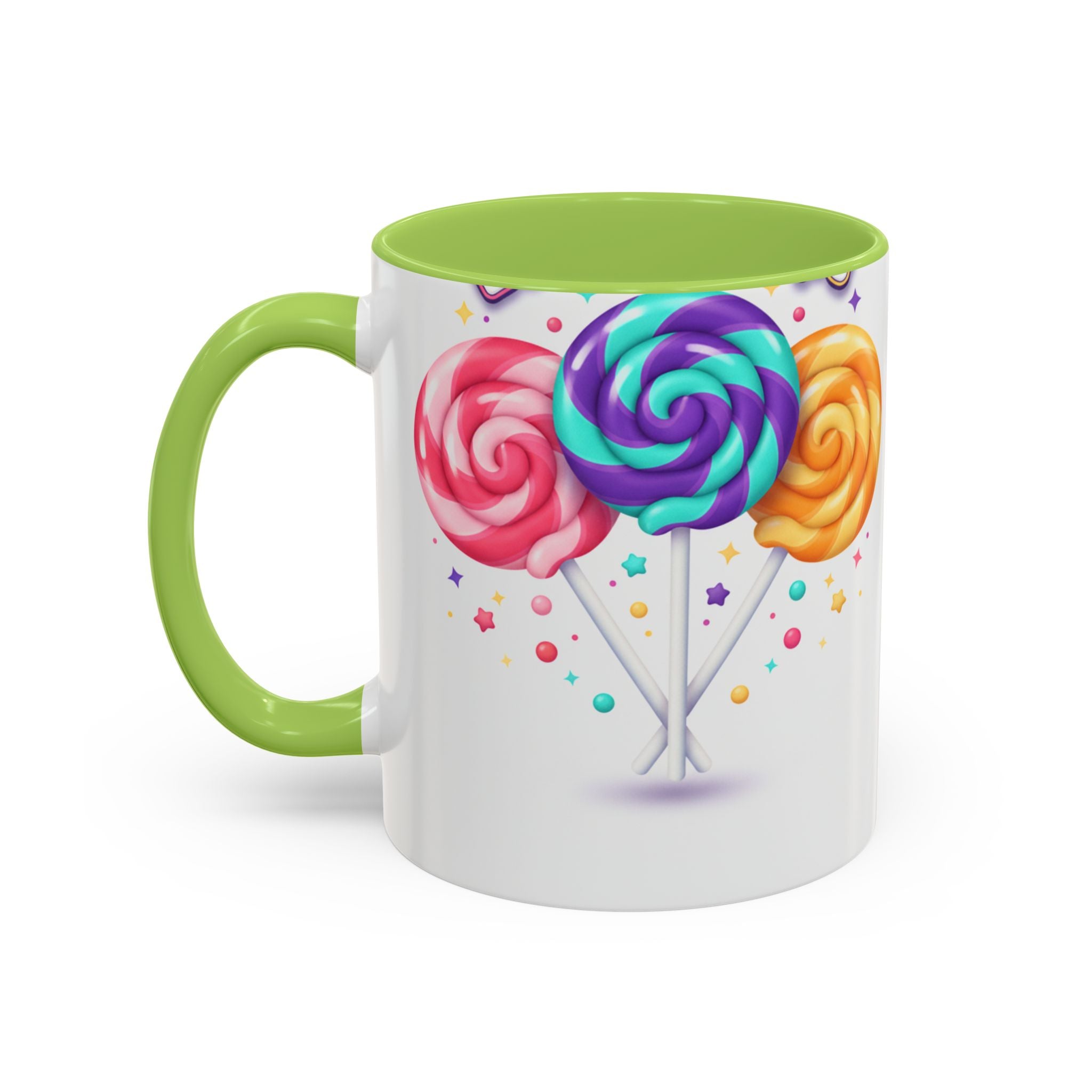 Lollipop Candy Coffee Mug — Colorful Swirl Sweets Accent Mug (11/15oz)