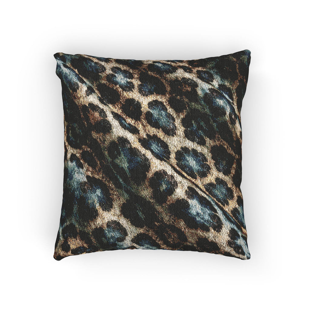 Leopard Print Woven Pillow — Textured Animal Print Decorative Cushion