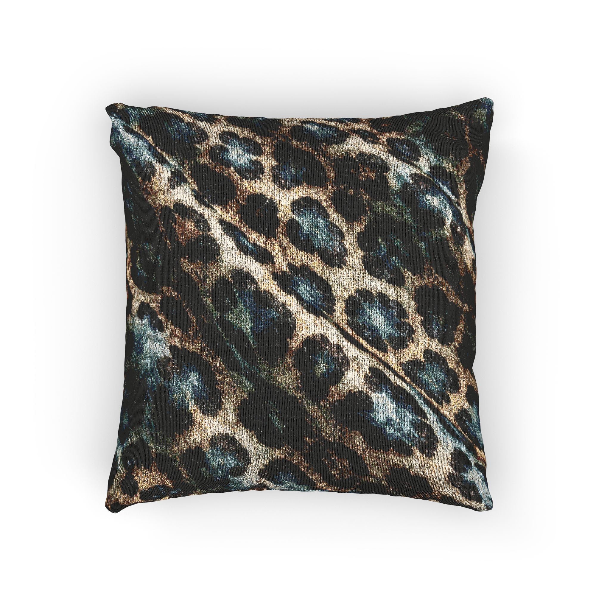 Leopard Print Woven Pillow — Textured Animal Print Decorative Cushion