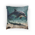 Woven Pillow - Coastal Dolphin Tapestry Cushion (Seaside Nautical Home Decor)