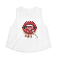 Lollipop Lips Crop Top — Retro Red Candy Graphic Women's Tank