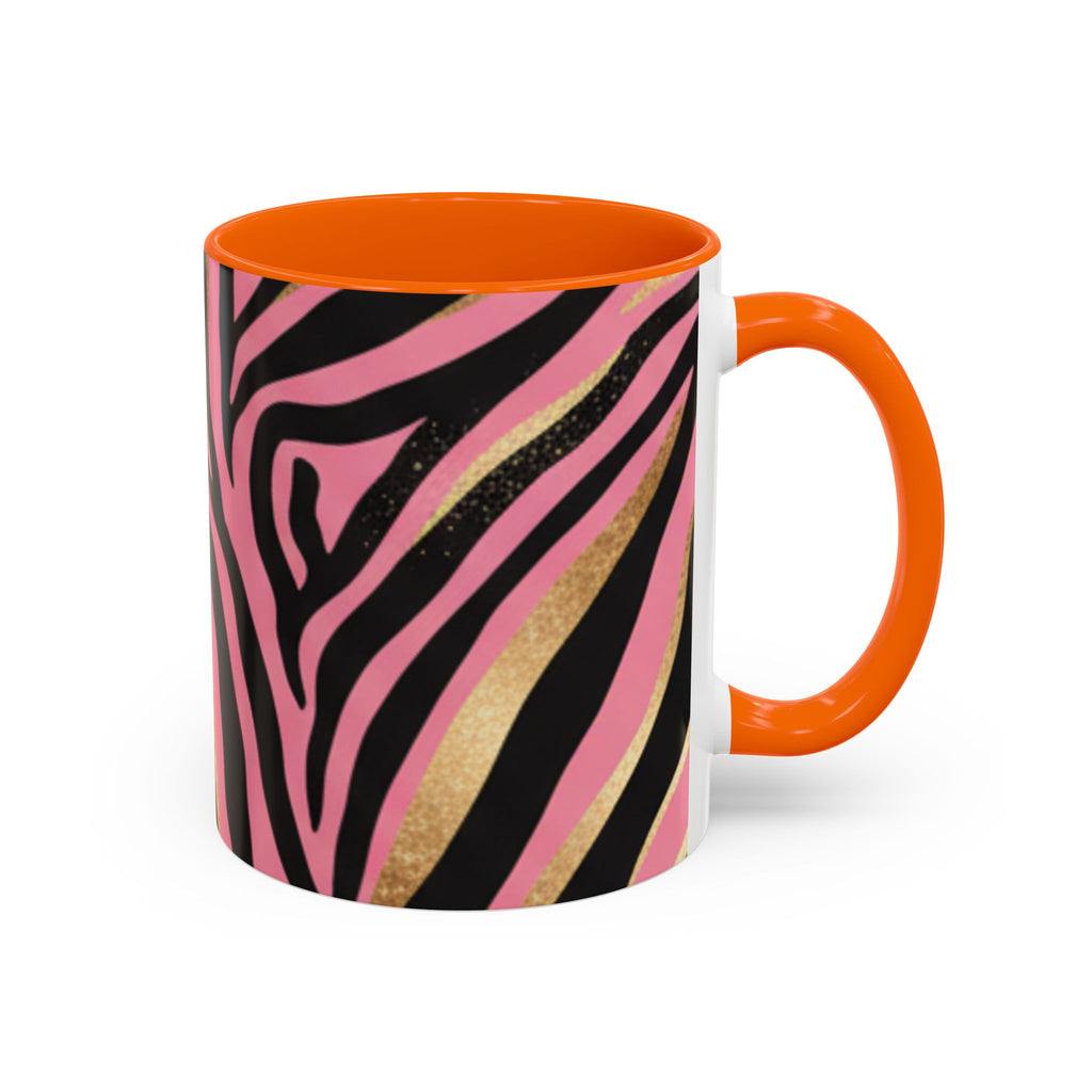 Pink & Gold Zebra Accent Coffee Mug — Stylish Animal Print Ceramic Mug (11/15oz)