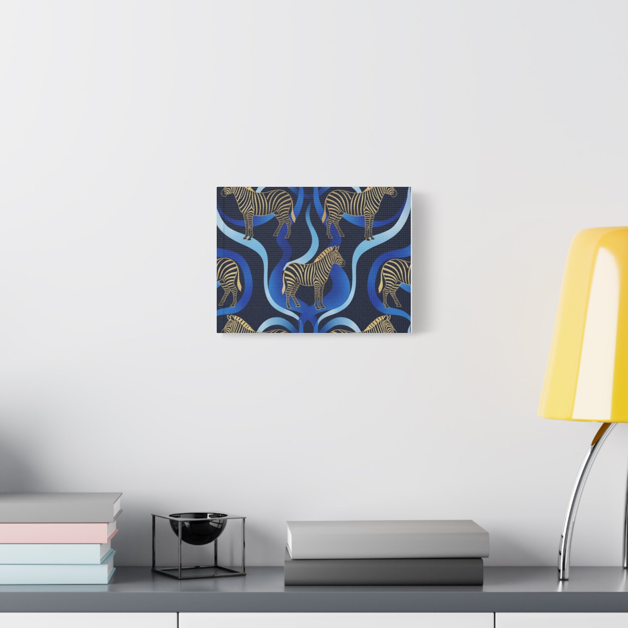 Blue Abstract Zebra Matte Canvas Wall Art