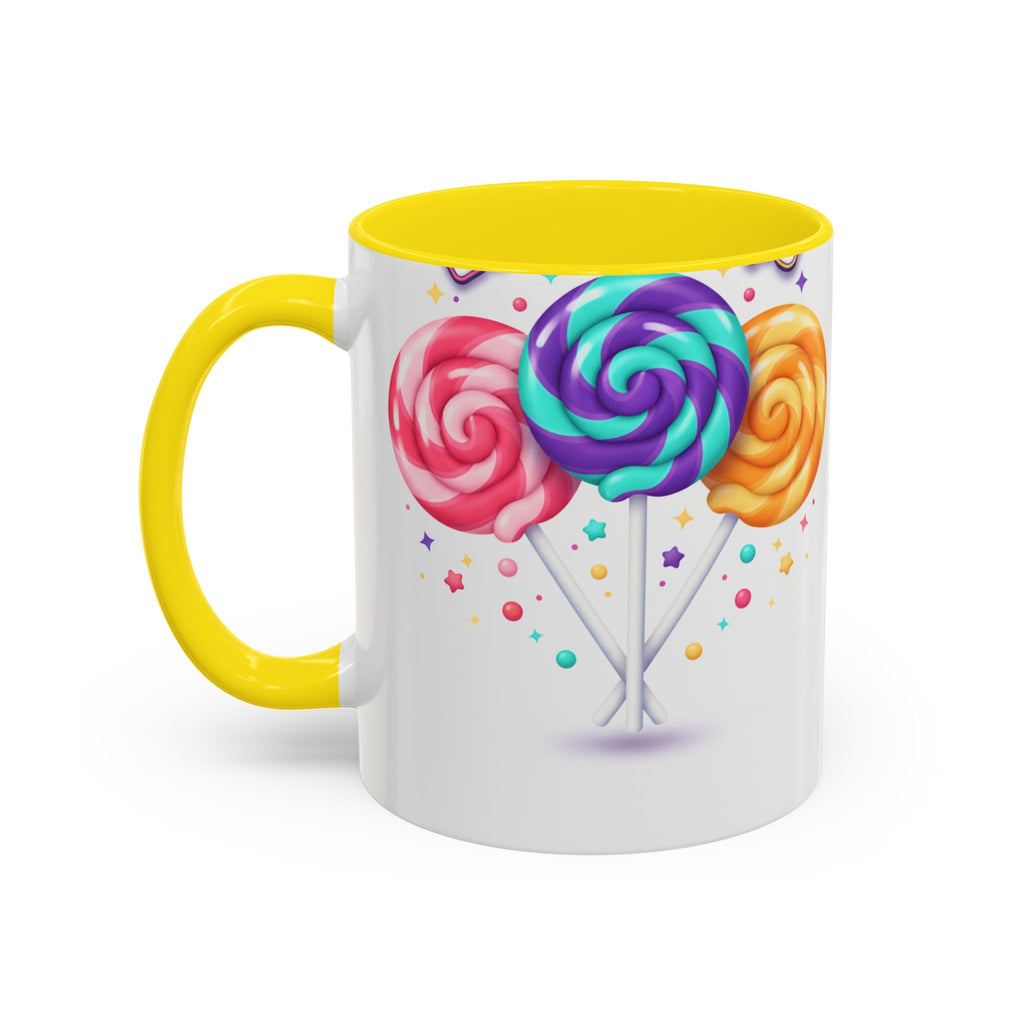 Lollipop Candy Coffee Mug — Colorful Swirl Sweets Accent Mug (11/15oz)