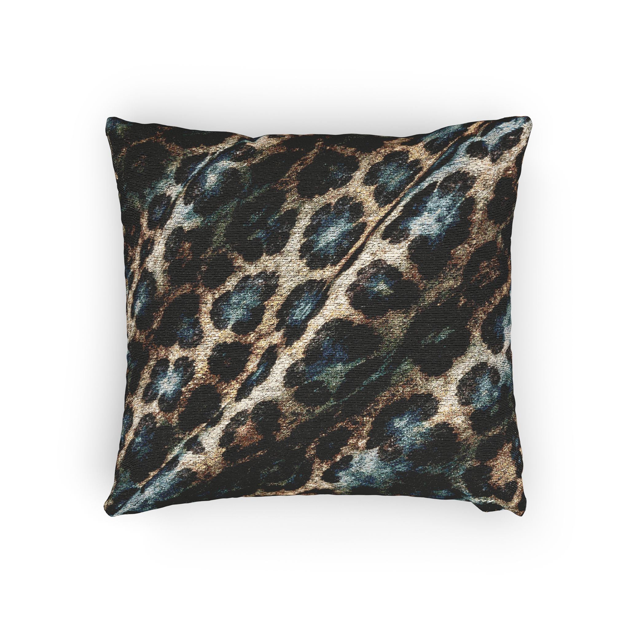 Leopard Print Woven Pillow — Textured Animal Print Decorative Cushion