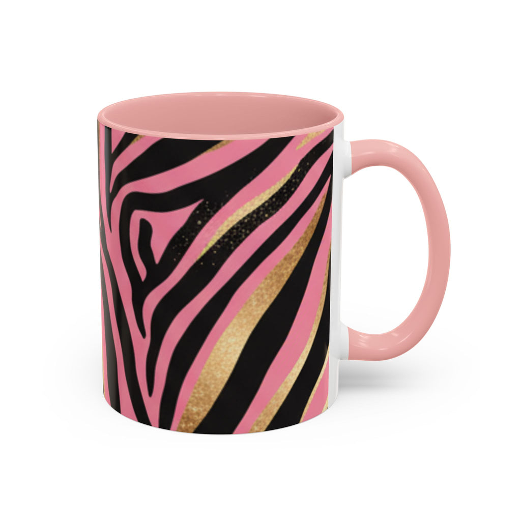 Pink & Gold Zebra Accent Coffee Mug — Stylish Animal Print Ceramic Mug (11/15oz)