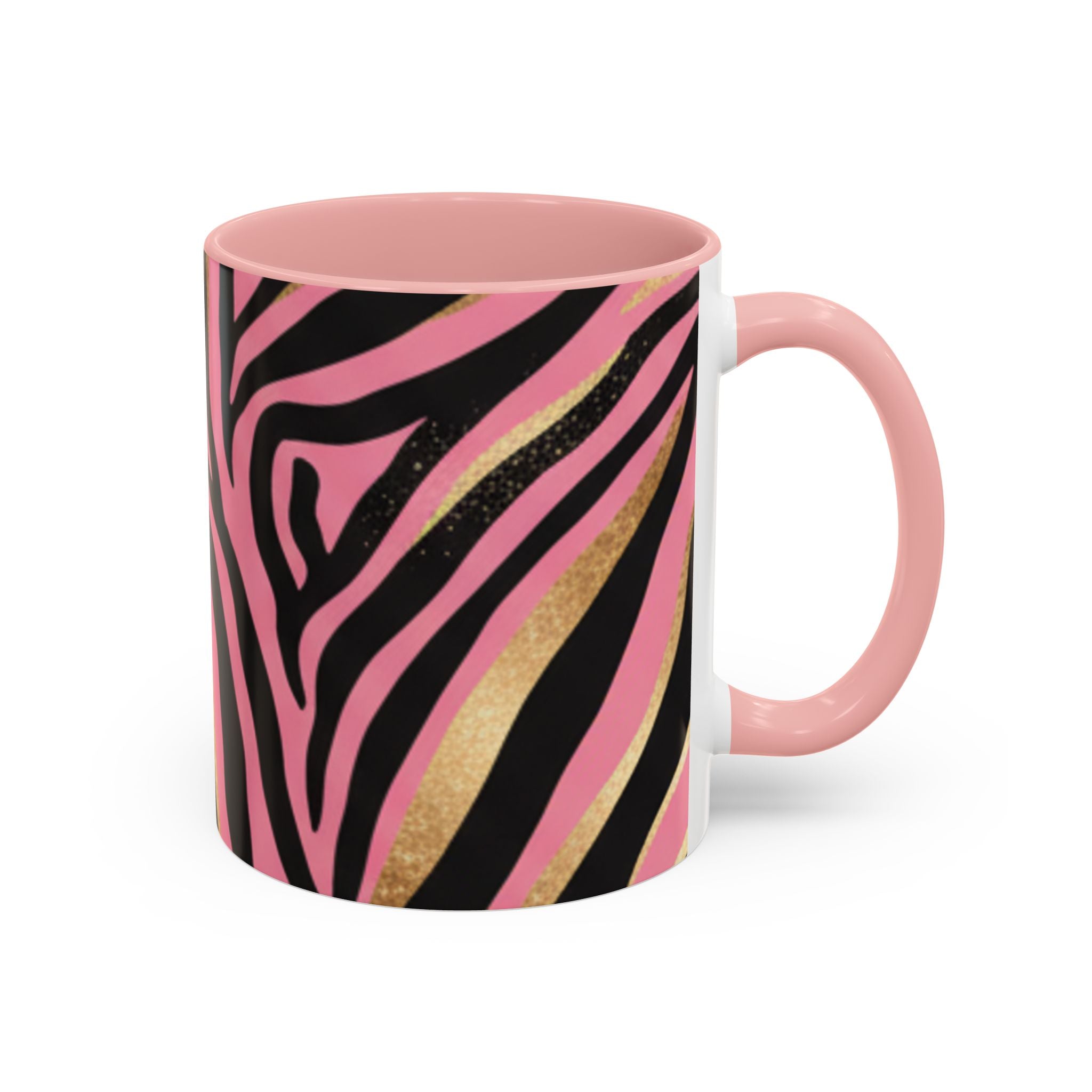 Pink & Gold Zebra Accent Coffee Mug — Stylish Animal Print Ceramic Mug (11/15oz)
