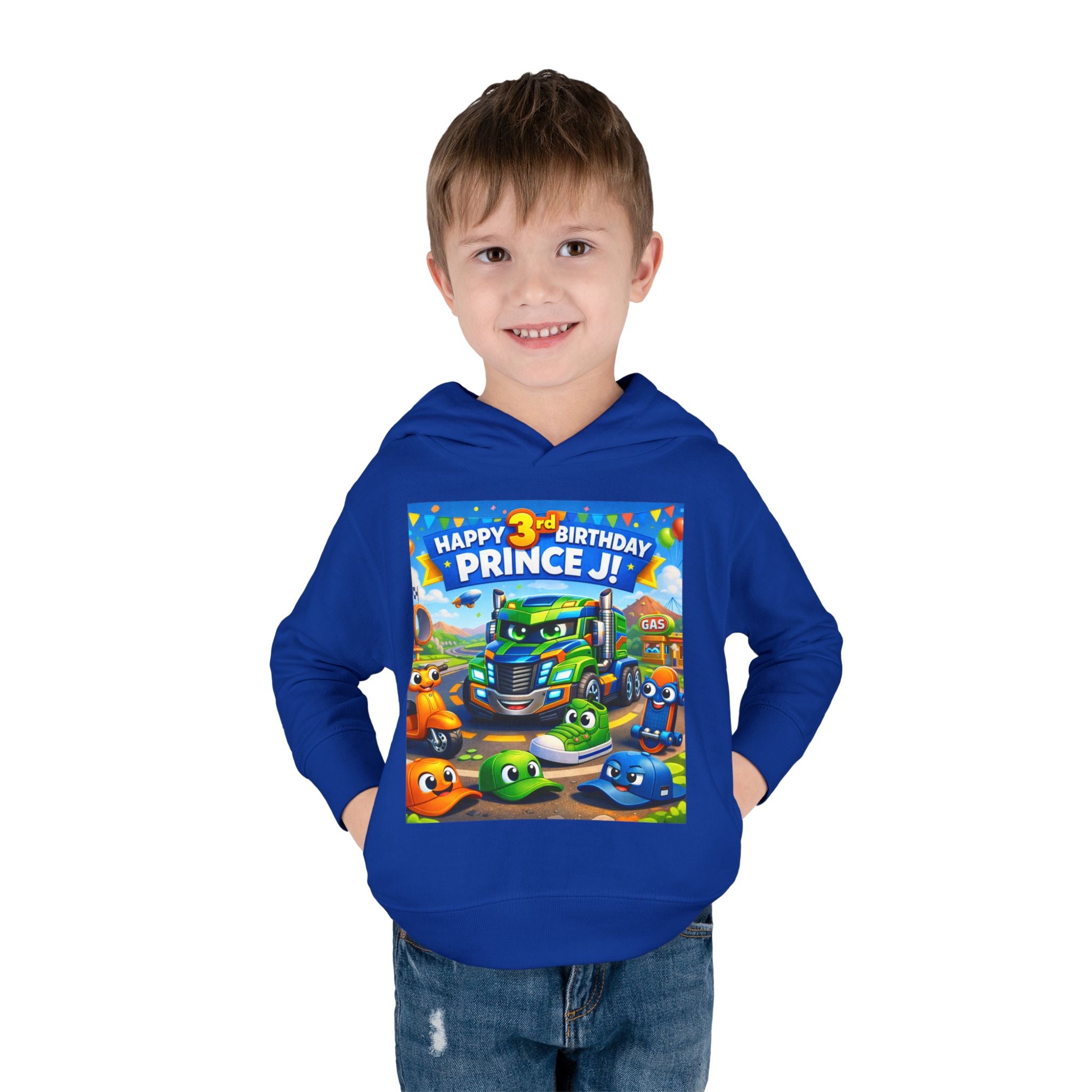 Toddler Hoodie — Colorful Birthday Truck & Candy Party Kids Pullover