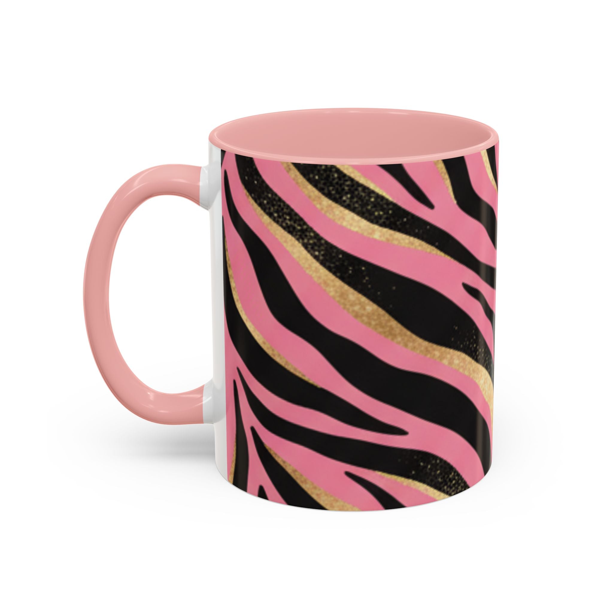 Pink & Gold Zebra Accent Coffee Mug — Stylish Animal Print Ceramic Mug (11/15oz)