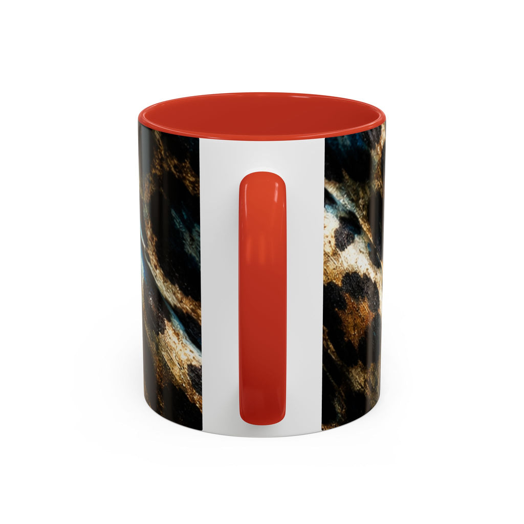 Teal Leopard Accent Coffee Mug — Bold Animal Print Ceramic Mug (11/15 oz)