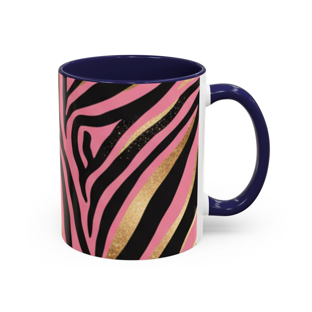 Pink & Gold Zebra Accent Coffee Mug — Stylish Animal Print Ceramic Mug (11/15oz)