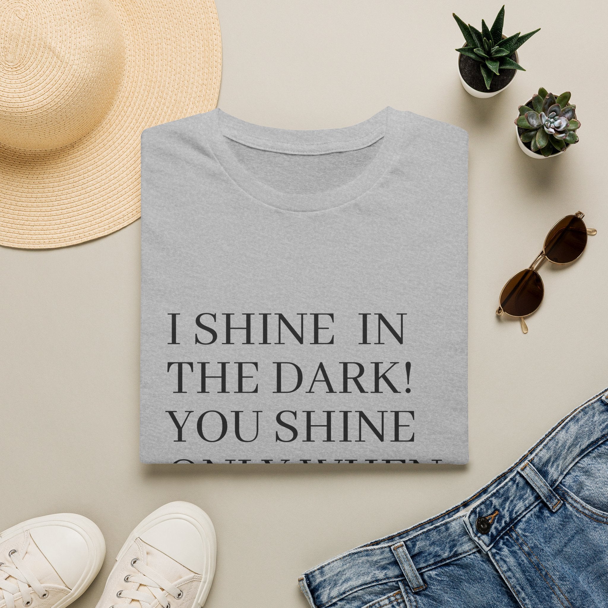 I Shine in the Dark Graphic T-Shirt — Bold Text Tee with Witty Quote