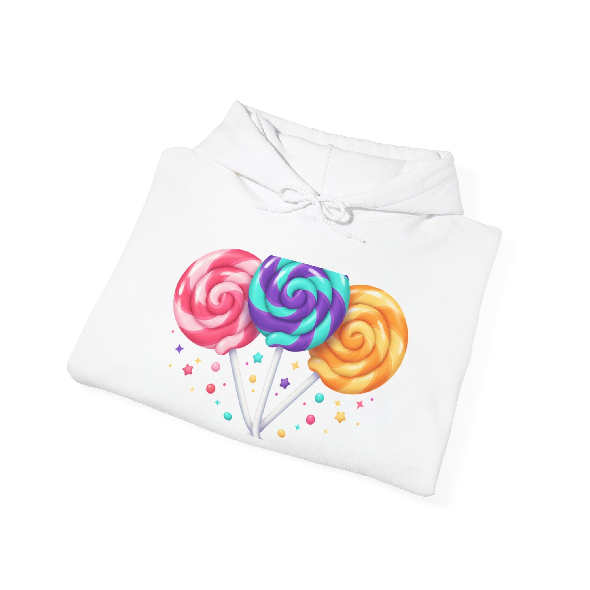 Lollipop Trio Hoodie – Colorful Candy Graphic Pullover