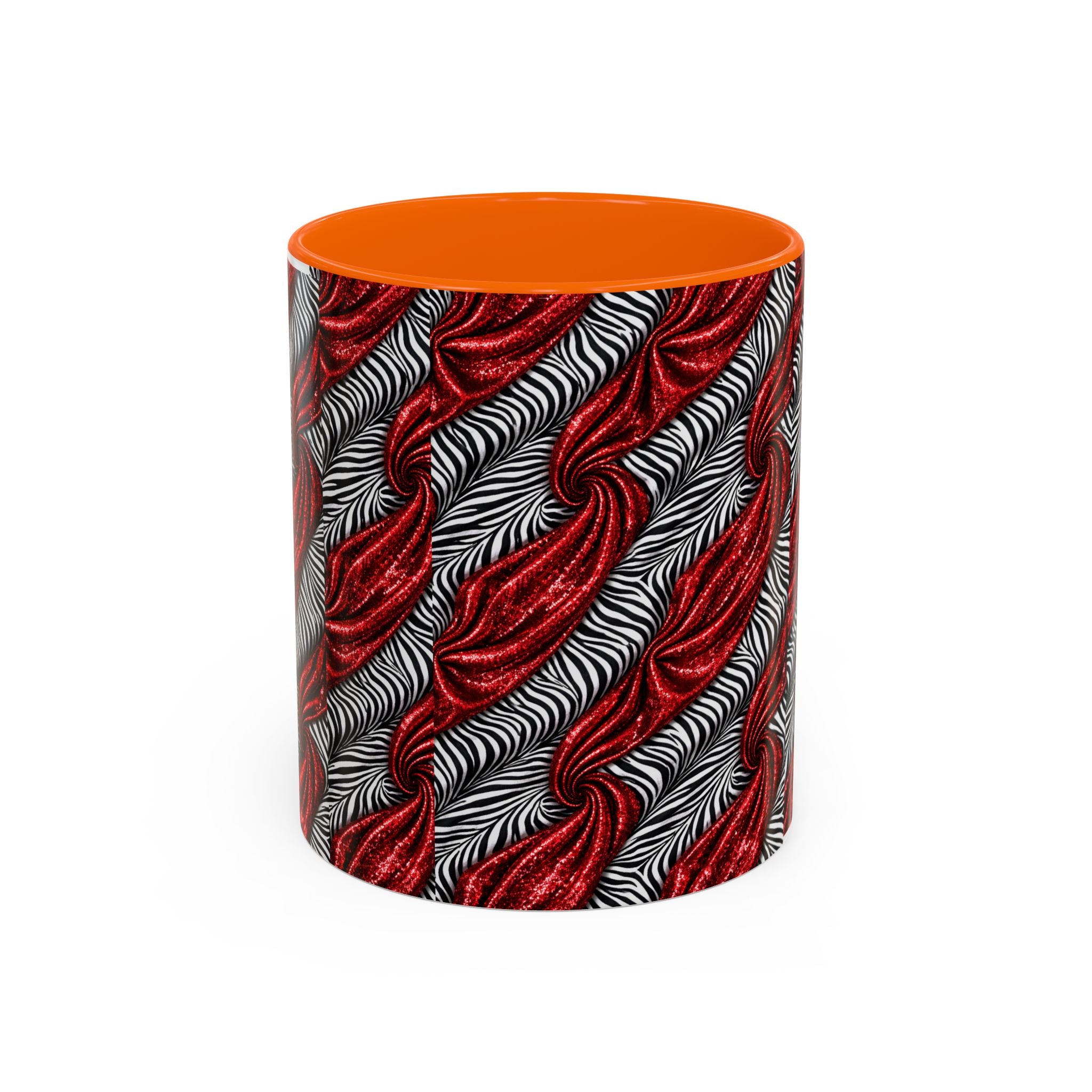Red & Black Abstract Wave Accent Coffee Mug — Bold Patterned 11/15oz Ceramic