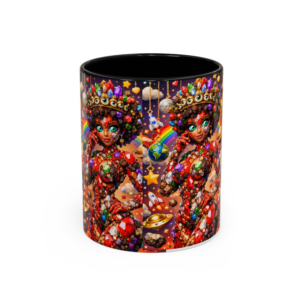 Celestial Candy Goddess Accent Coffee Mug — Colorful Cosmic Fantasy 11/15oz