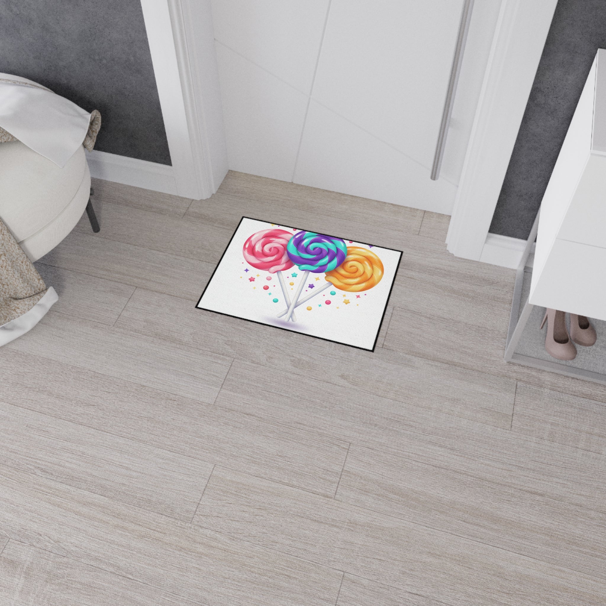 Lollipop Candy Heavy-Duty Floor Mat — Non-Slip Entry Rug for Kids' Rooms & Parties