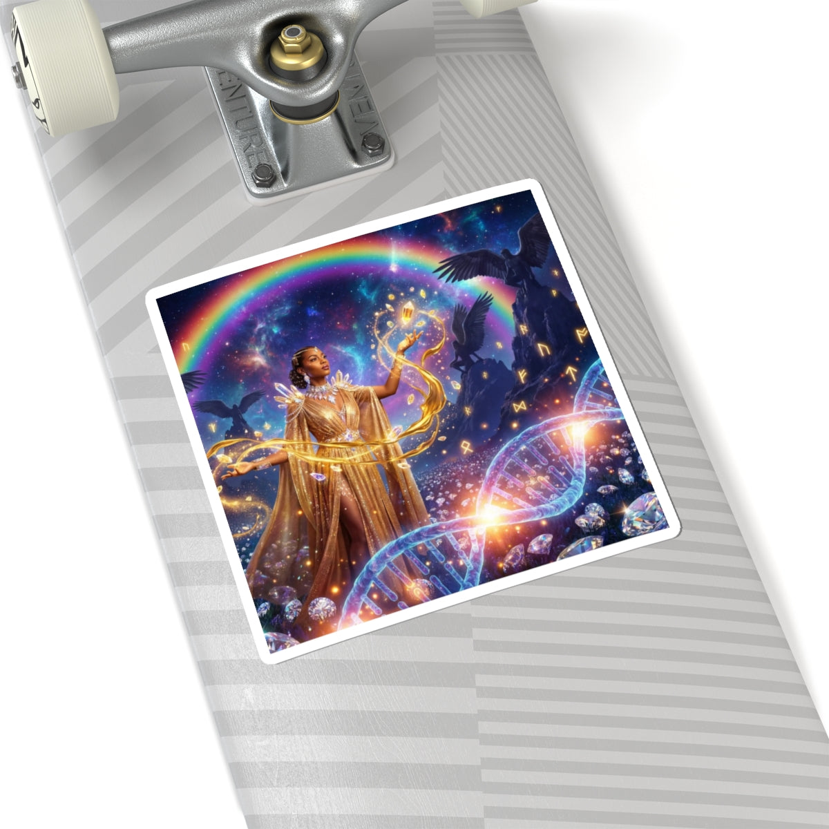 Mystic Rainbow Guardian Sticker — Magical Cosmic Fantasy Kiss-Cut Decal