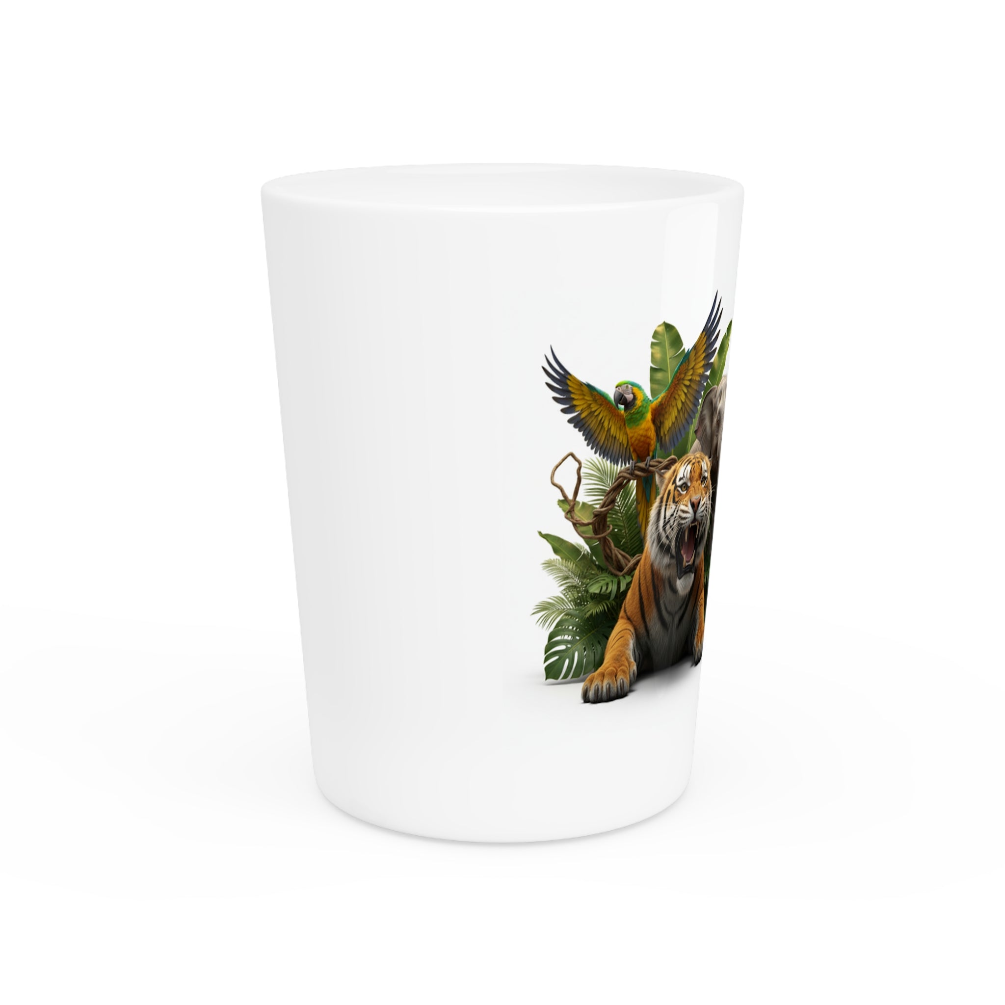 Jungle Animals Shot Glass — Tiger, Elephant & Parrot Wildlife Shooter