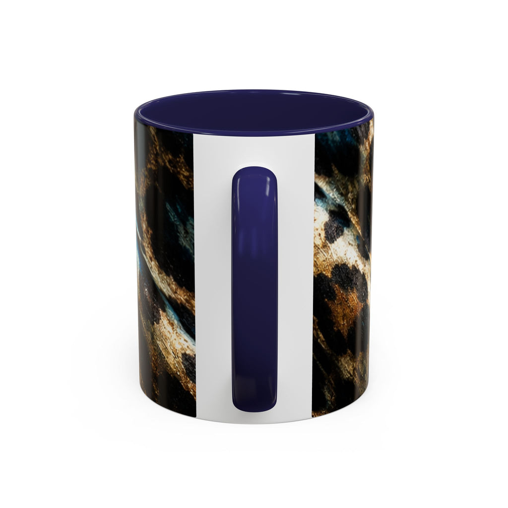 Teal Leopard Accent Coffee Mug — Bold Animal Print Ceramic Mug (11/15 oz)