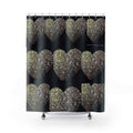 Shower Curtain - Glitter Heart Pattern on Black | Sparkling Romantic Bathroom Decor