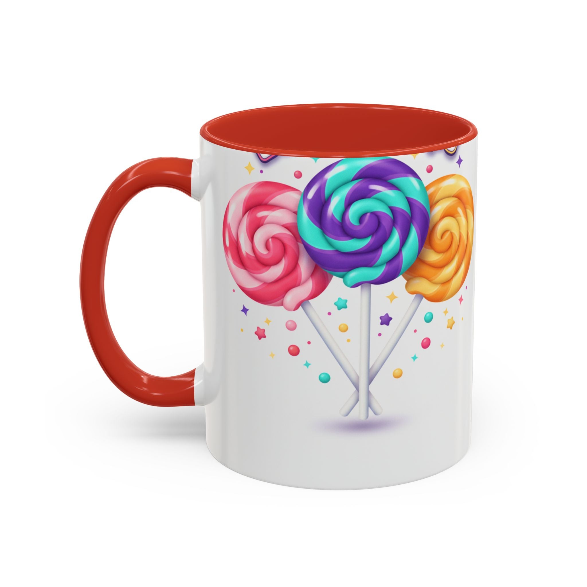 Lollipop Candy Coffee Mug — Colorful Swirl Sweets Accent Mug (11/15oz)