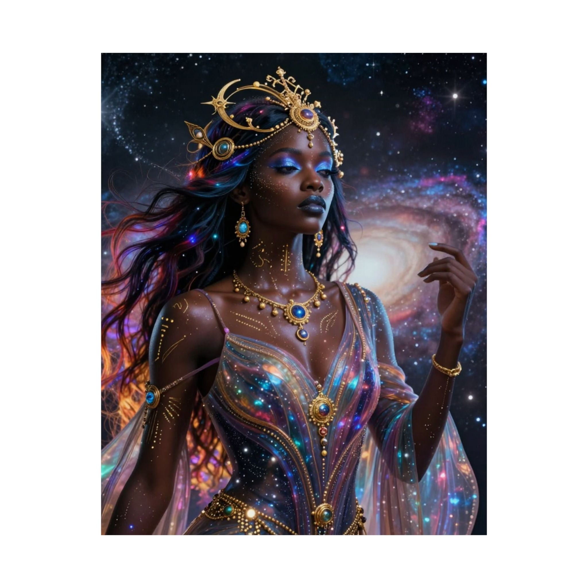 Cosmic Goddess Matte Poster — African Queen Space Art Print