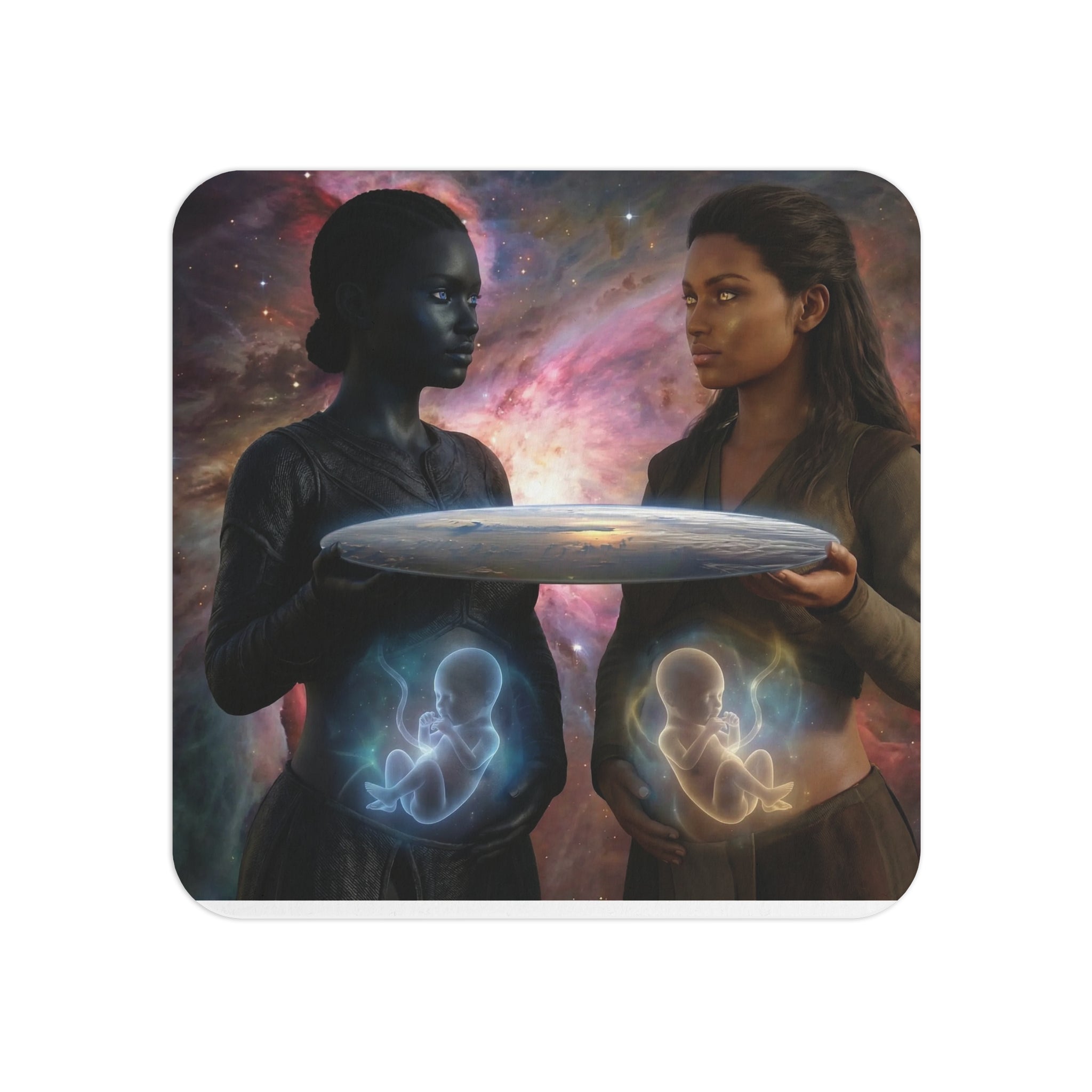 Mystical Duality Coasters — Cosmic Mothers Artwork (Set of 50/100)