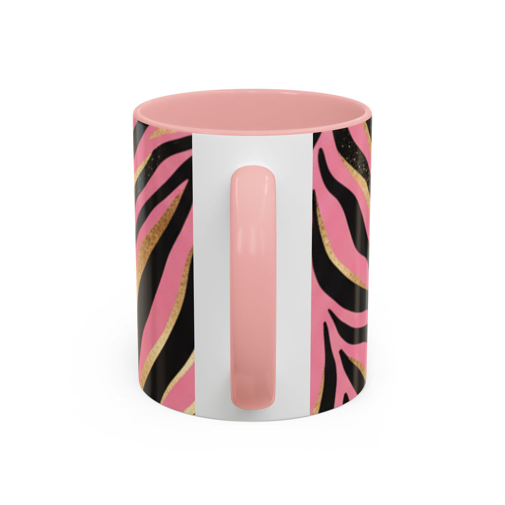 Pink & Gold Zebra Accent Coffee Mug — Stylish Animal Print Ceramic Mug (11/15oz)