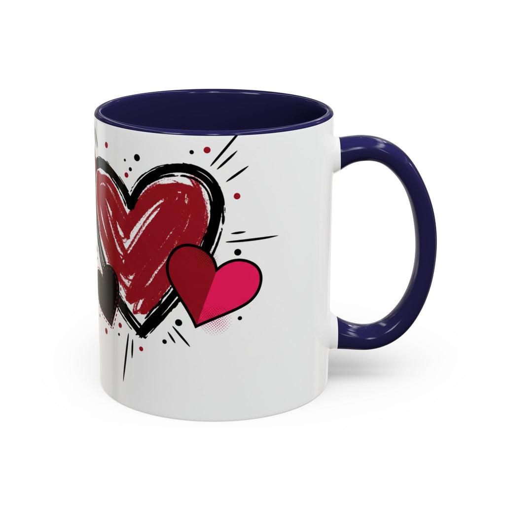Hand-Drawn Hearts Accent Coffee Mug – Romantic Valentine’s Day Gift (11/15oz)
