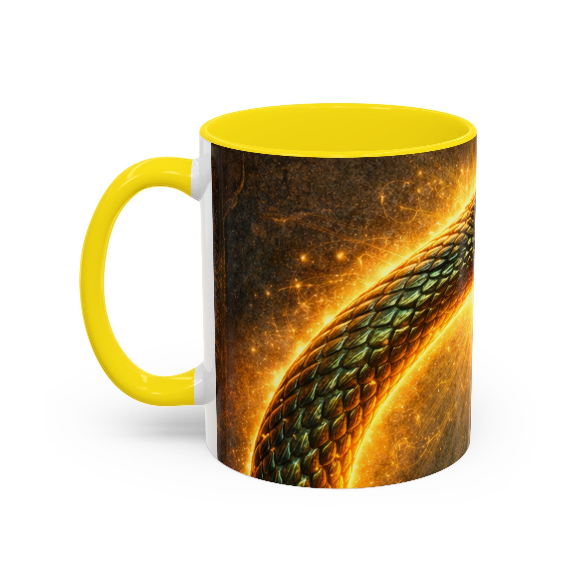 Ouroboros Serpent Accent Coffee Mug — Fiery Mythic Snake Design (11/15oz)