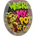Toilet Lid & Mat Set — 'Where's My Pot of Gold' Graffiti Troll Toilet 3-Piece Bathroom Décor