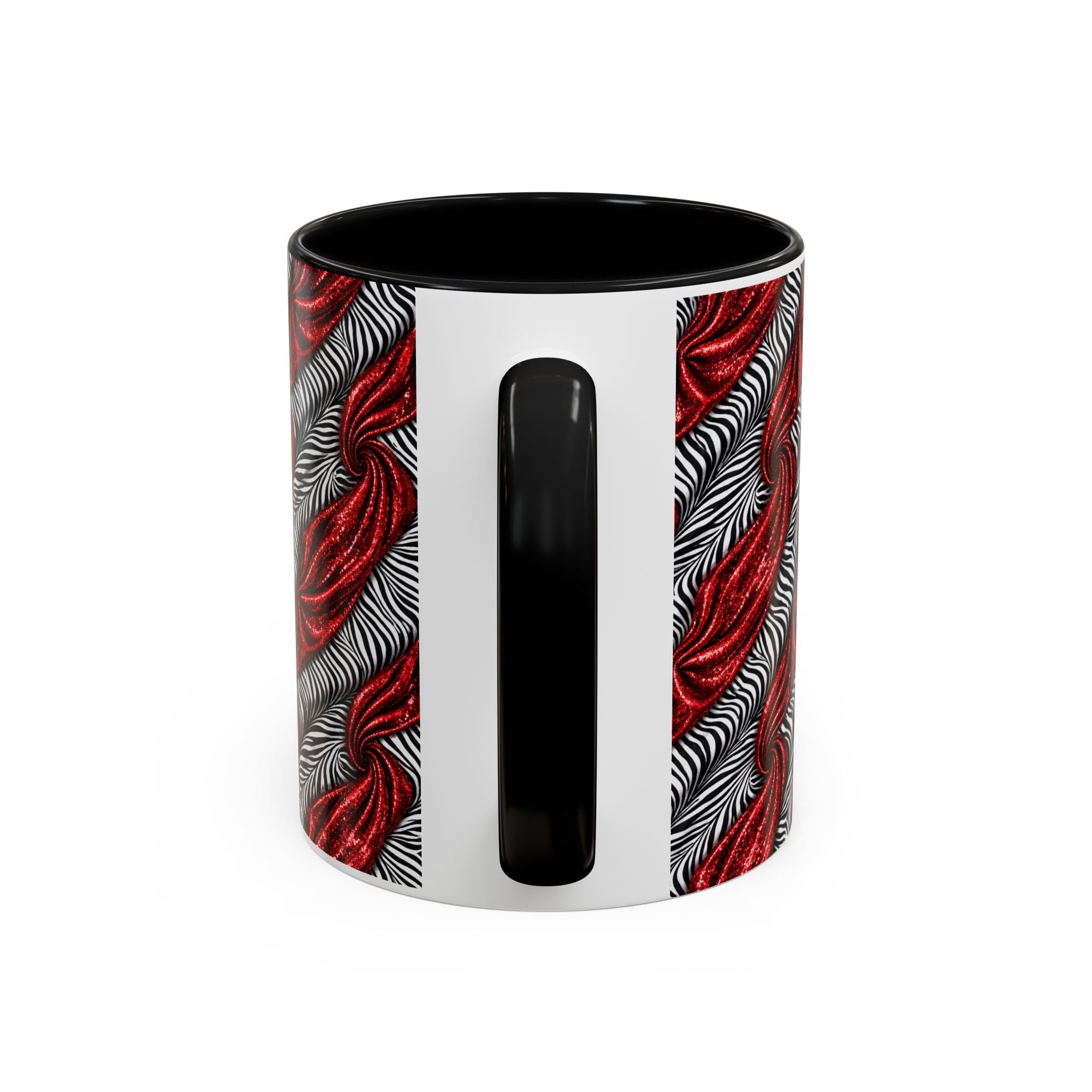 Red & Black Abstract Wave Accent Coffee Mug — Bold Patterned 11/15oz Ceramic