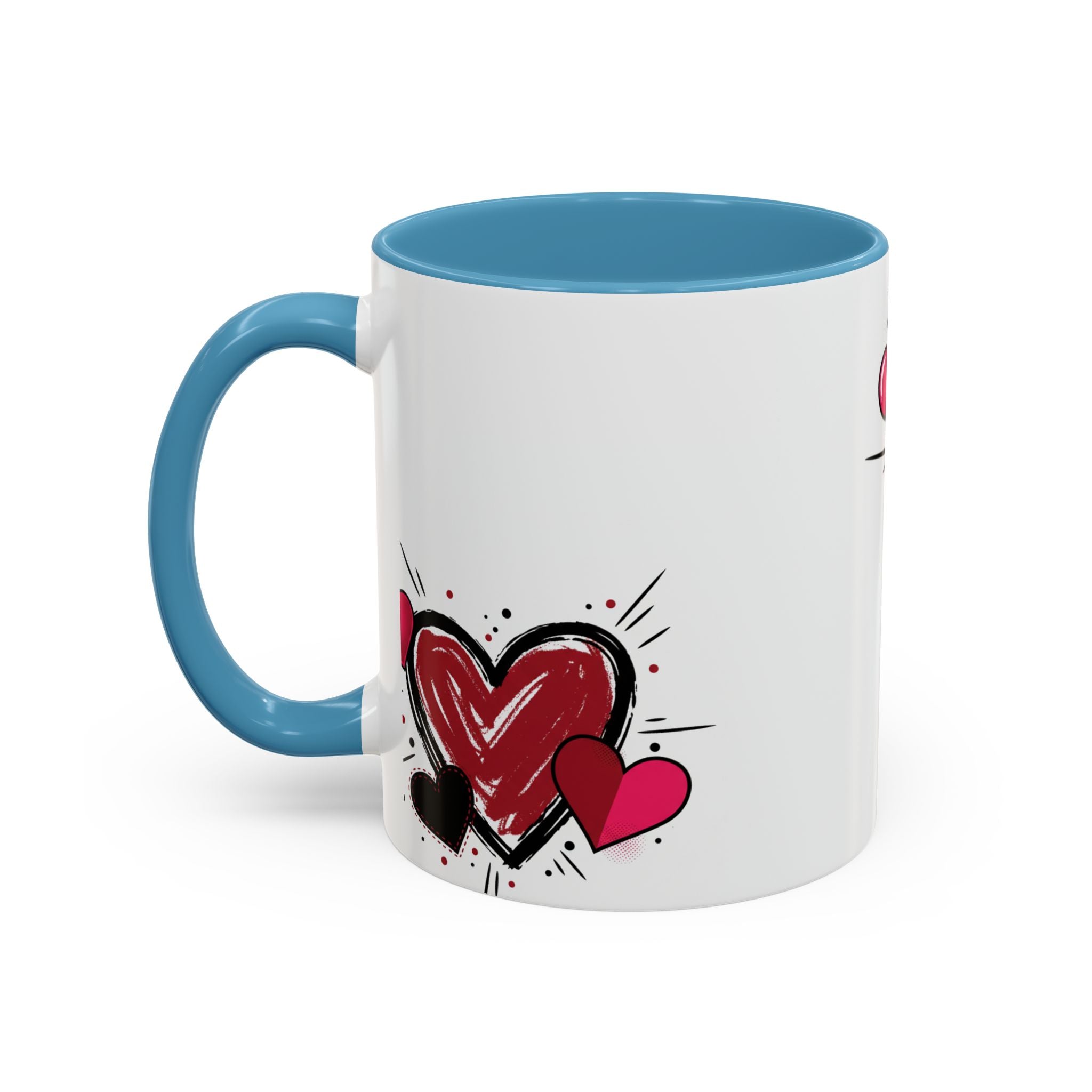 Hand-Drawn Hearts Accent Coffee Mug – Romantic Valentine’s Day Gift (11/15oz)
