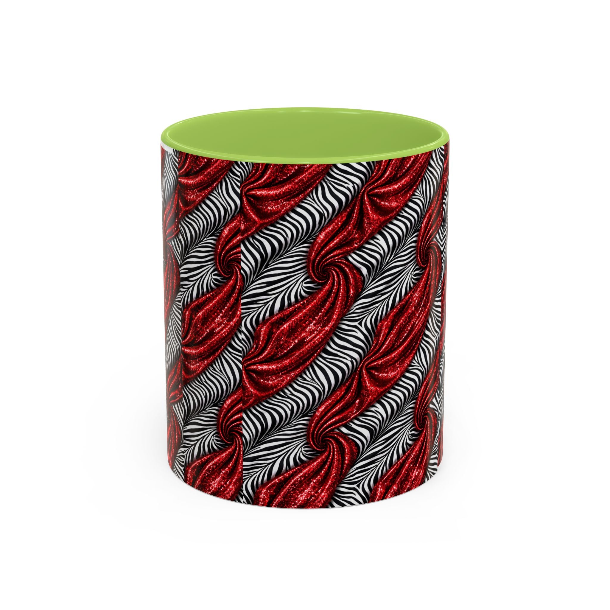 Red & Black Abstract Wave Accent Coffee Mug — Bold Patterned 11/15oz Ceramic