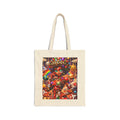 Tote Bag — Red & Black Tropical Leaf Canvas Tote (Botanical Pattern)
