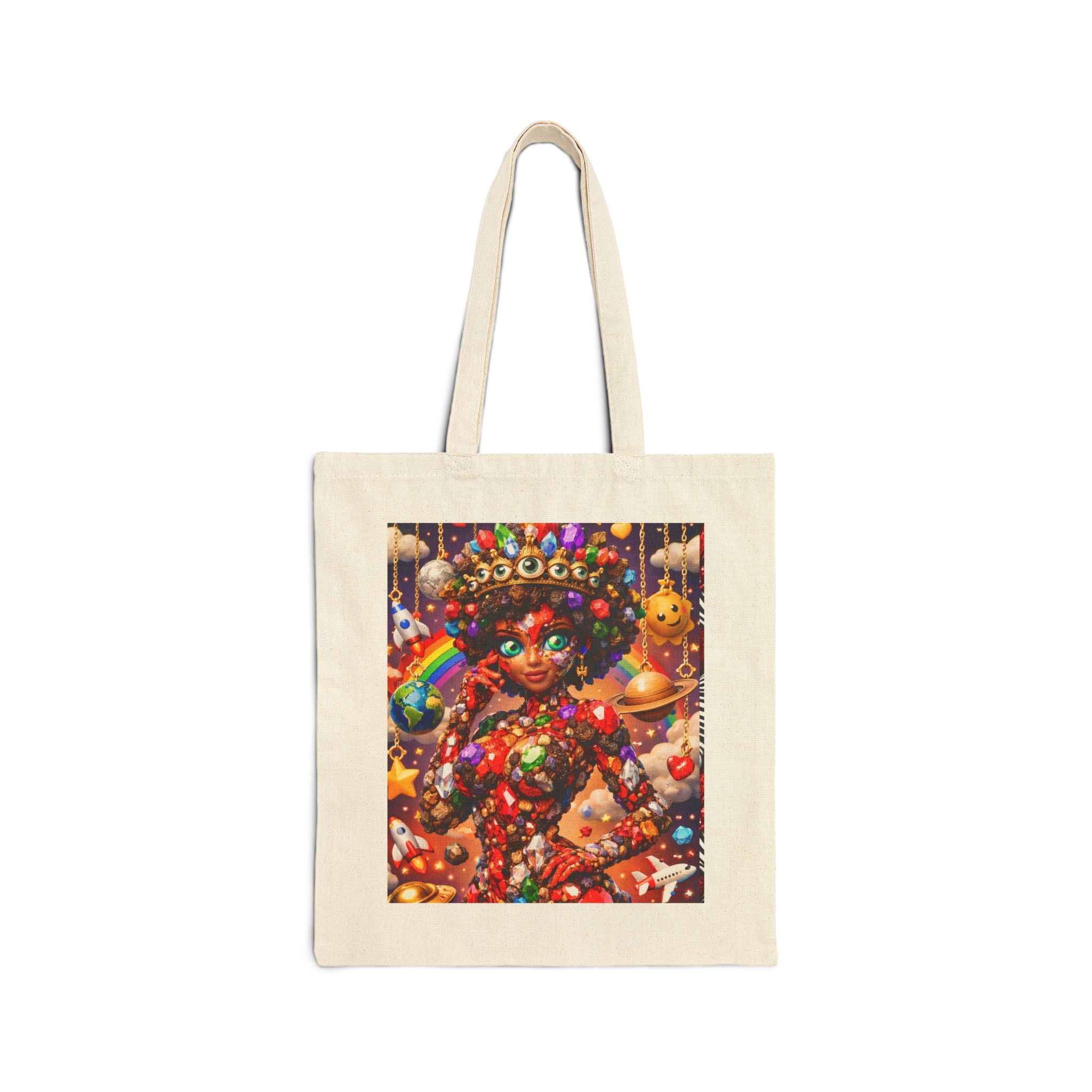 Tote Bag — Red & Black Tropical Leaf Canvas Tote (Botanical Pattern)