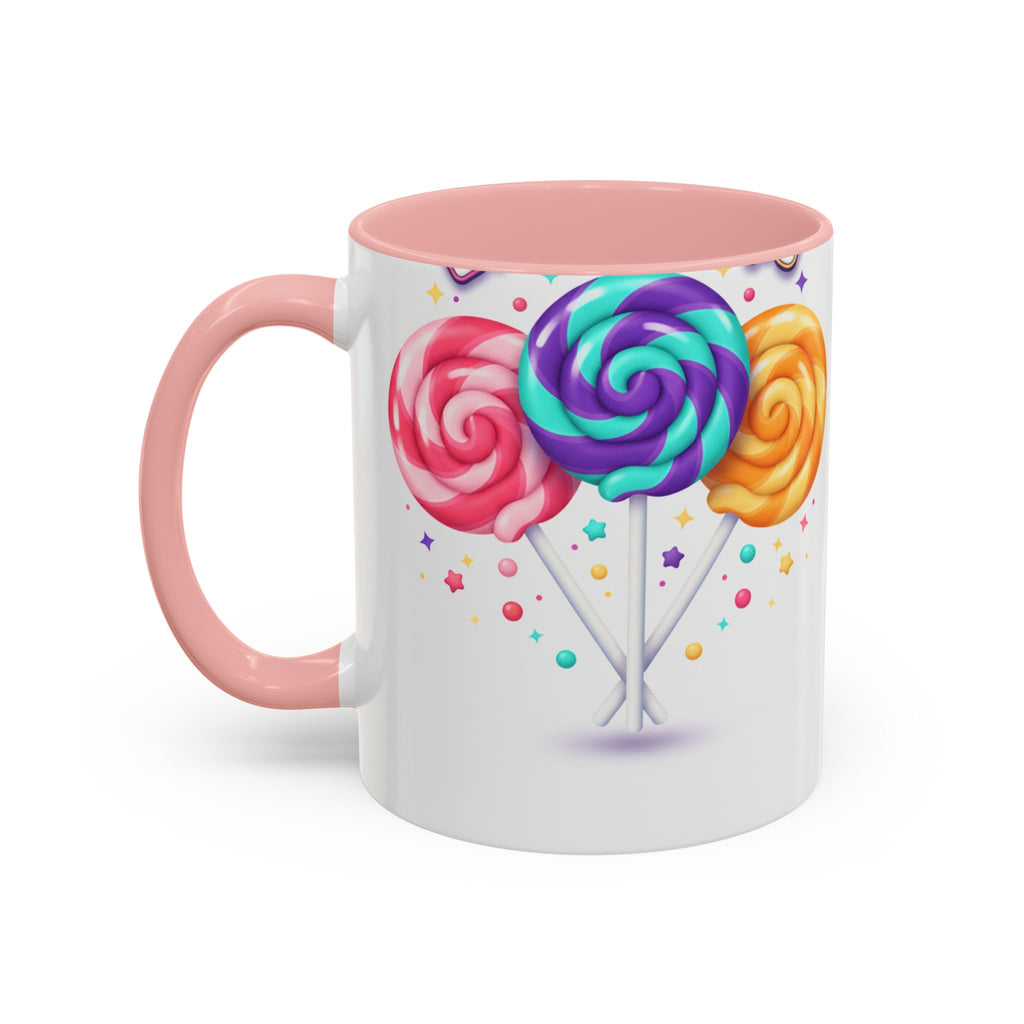 Lollipop Candy Coffee Mug — Colorful Swirl Sweets Accent Mug (11/15oz)