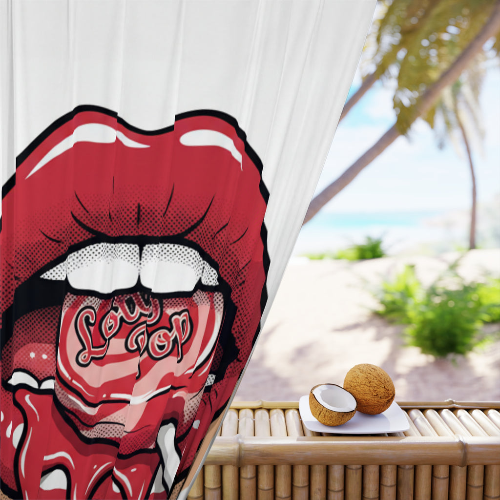 Candy Drip Window Curtain — Red Lips Lollipop Decorative Panel