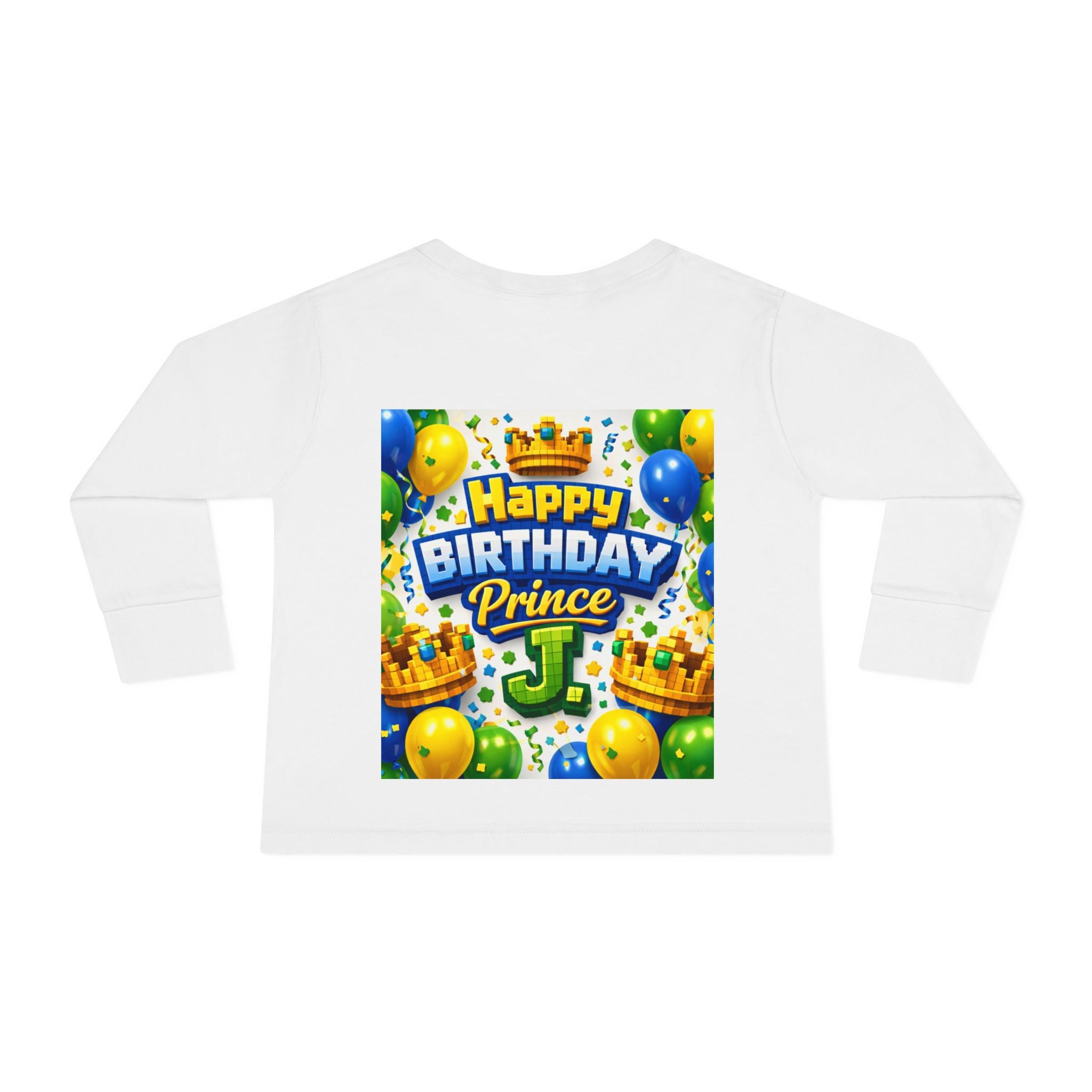Happy Birthday Prince J Toddler Long Sleeve Tee