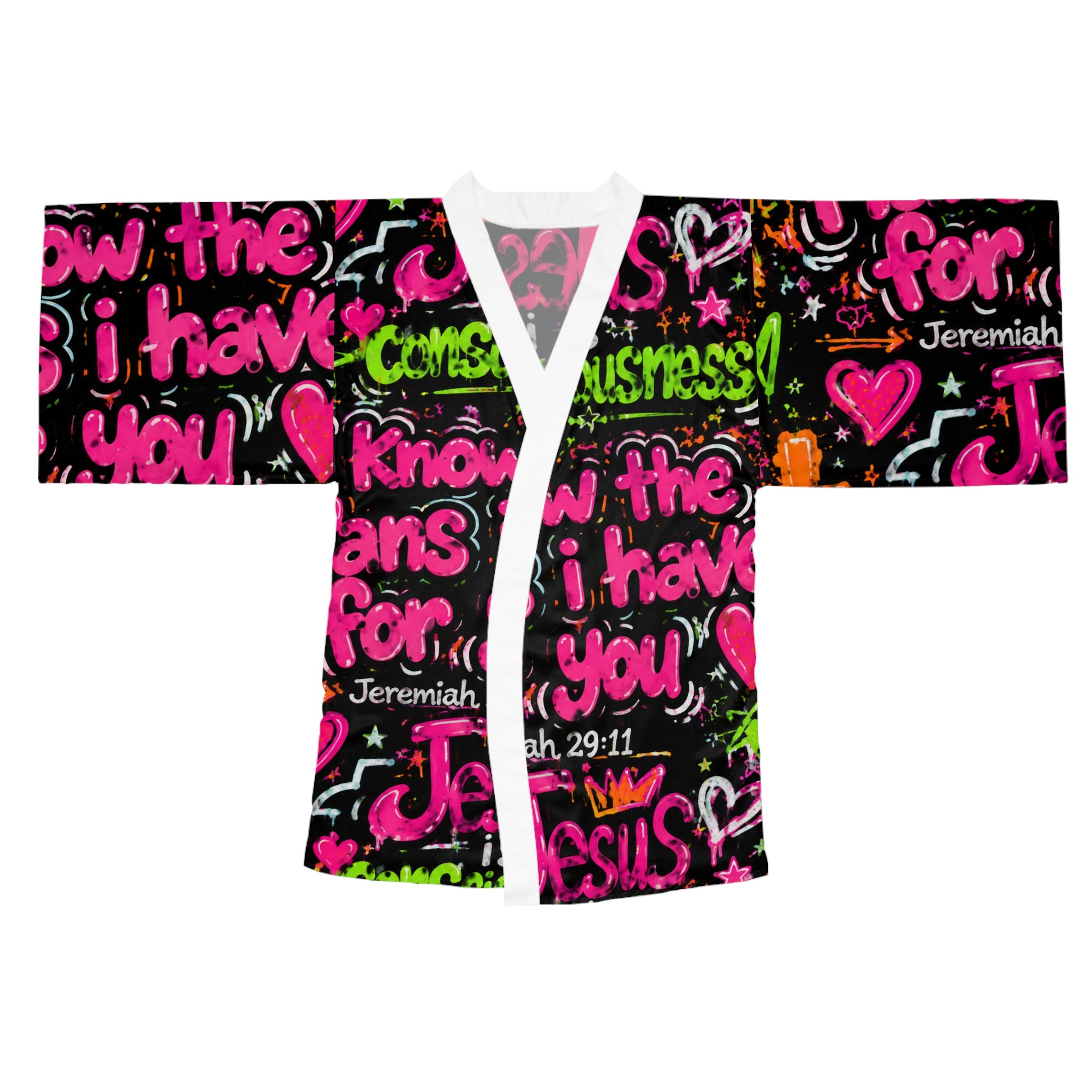 Christian Graphic Kimono Robe — "Know the Plans I Have for You" Jeremiah 29:11
