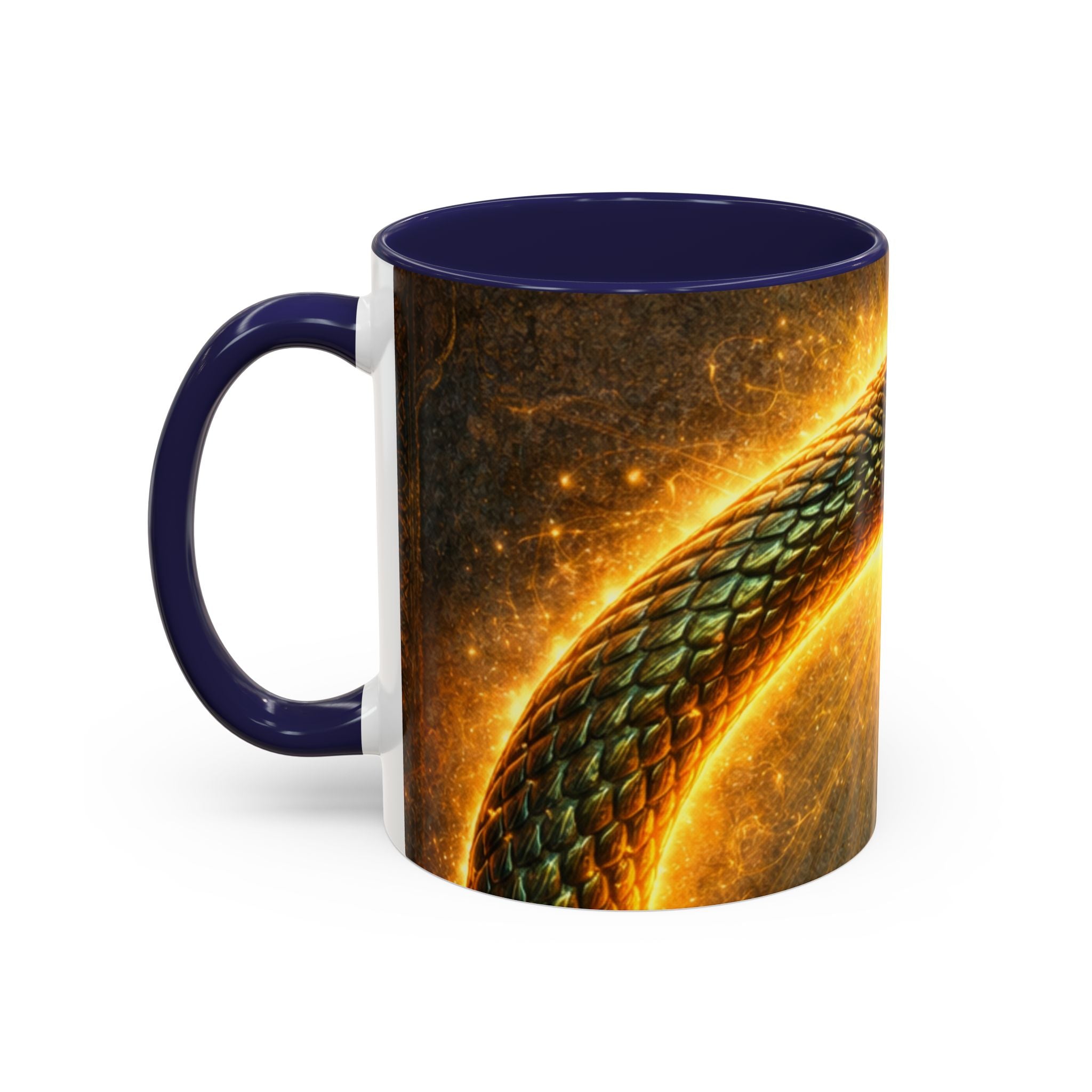 Ouroboros Serpent Accent Coffee Mug — Fiery Mythic Snake Design (11/15oz)