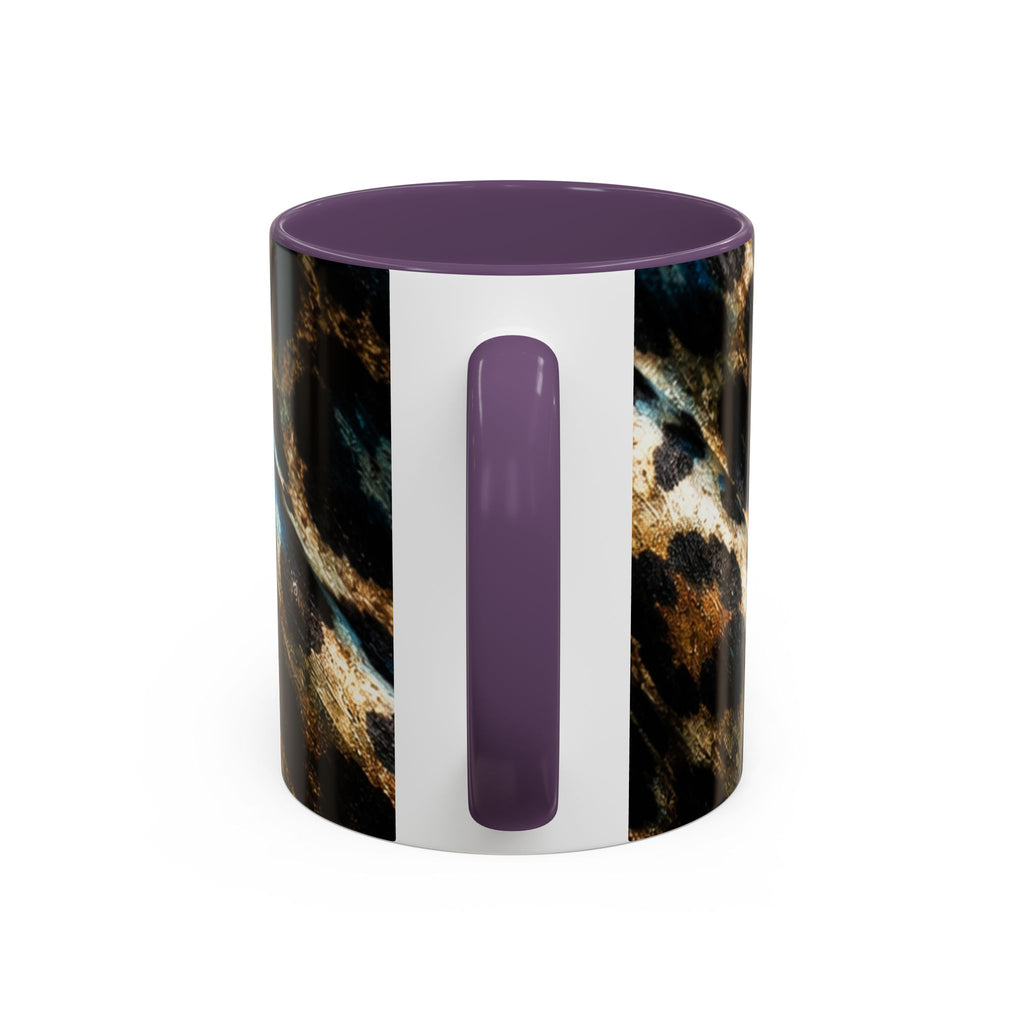 Teal Leopard Accent Coffee Mug — Bold Animal Print Ceramic Mug (11/15 oz)