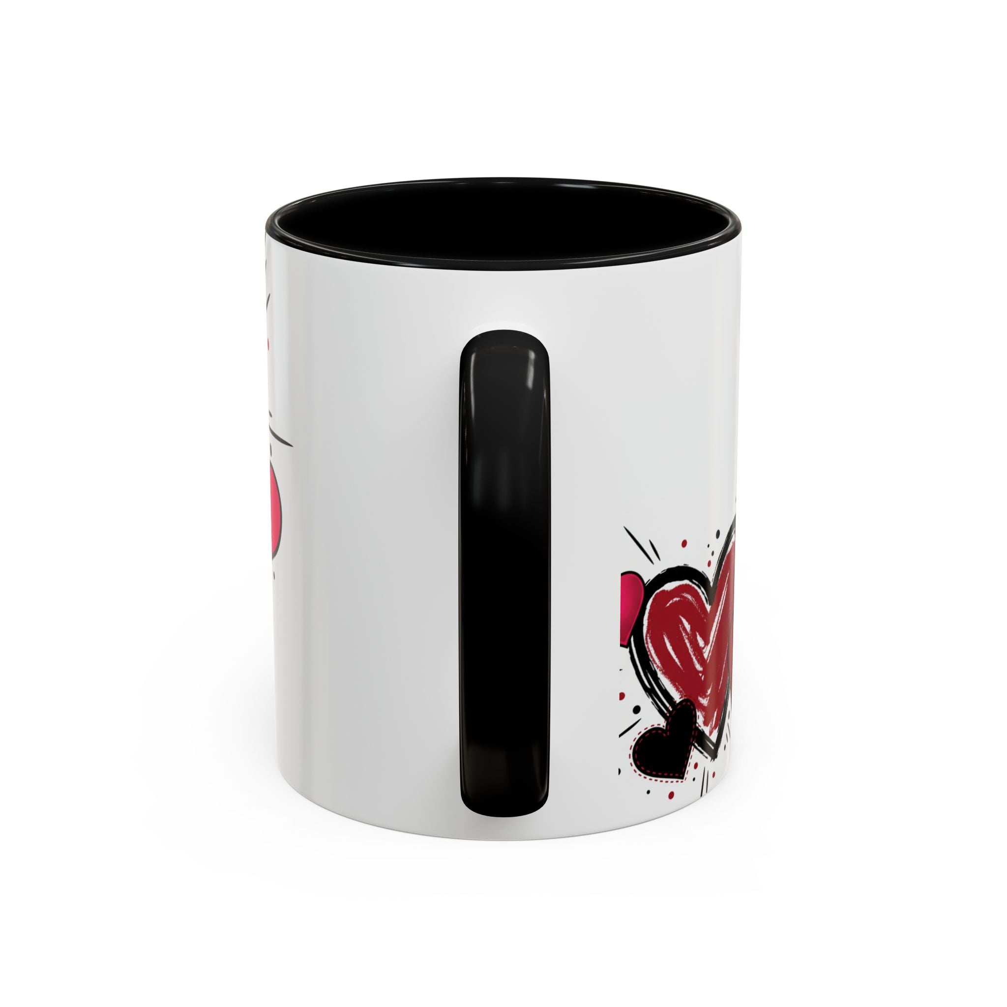 Hand-Drawn Hearts Accent Coffee Mug – Romantic Valentine’s Day Gift (11/15oz)