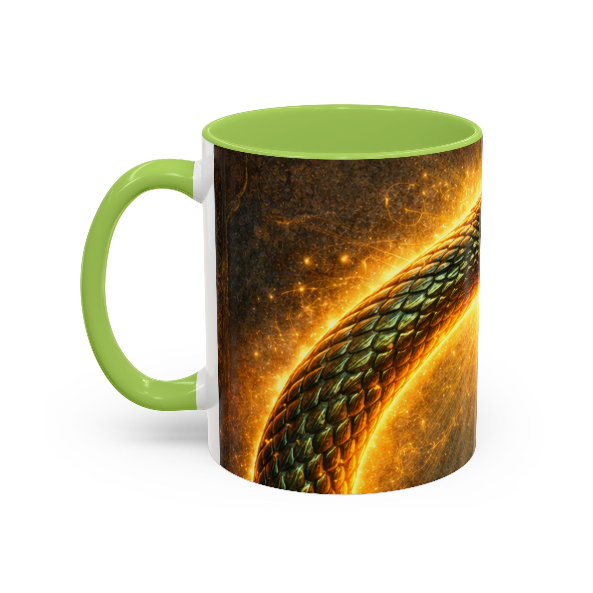 Ouroboros Serpent Accent Coffee Mug — Fiery Mythic Snake Design (11/15oz)