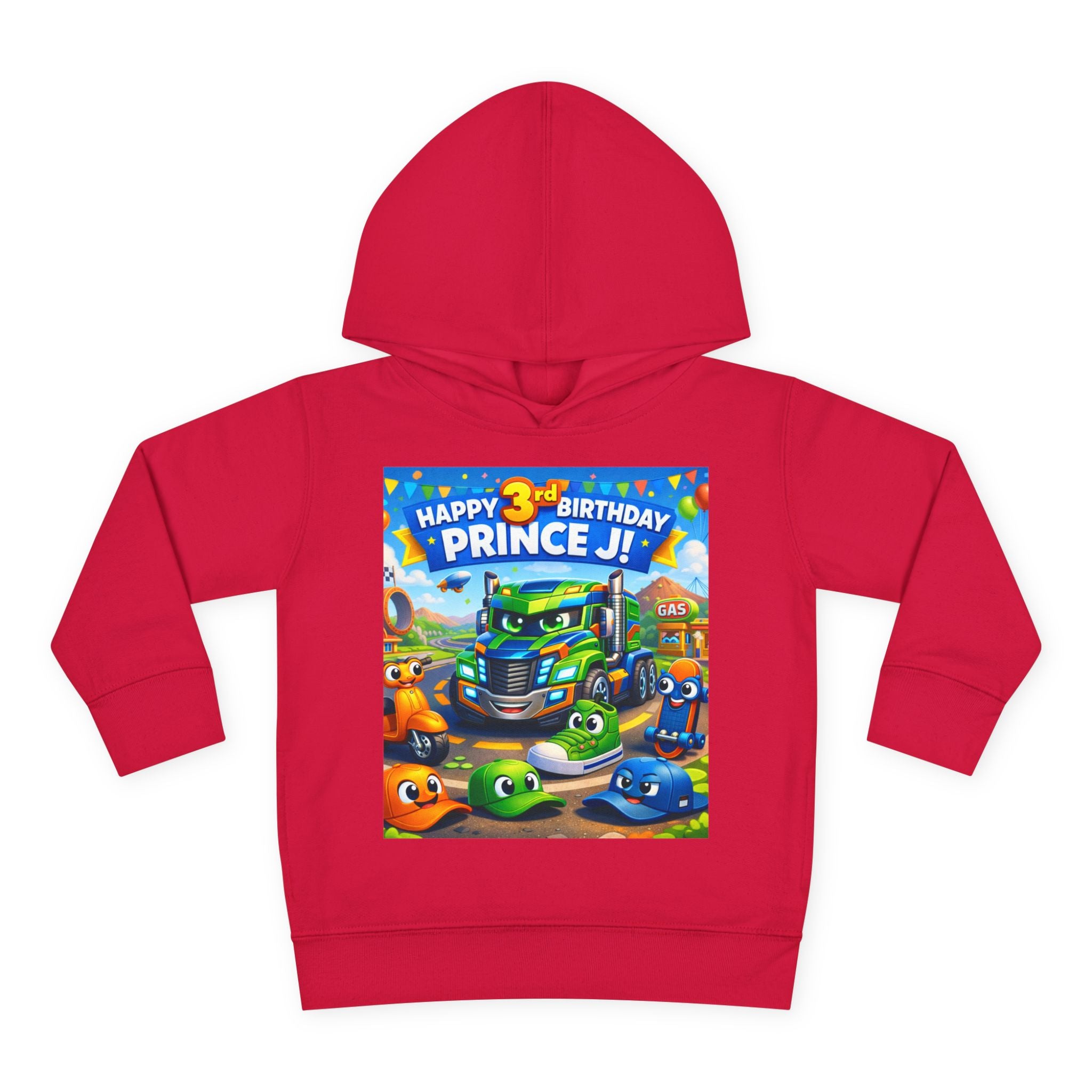 Toddler Hoodie — Colorful Birthday Truck & Candy Party Kids Pullover